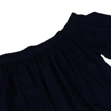 Bohemia Style Women Blouses Navy Off Shoulder Casual Slash Neck Ruffles Flare Sleeve Tassel Shirt blusa feminina IMY66