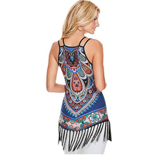 Boho Style Women Sleeveless Tops Sexy VesT-Shirt Blouse Tassel Printed Tank Tops Vest tops femme IMY66