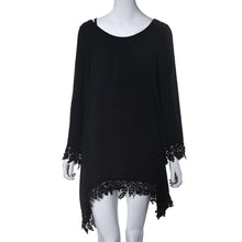 Boho Women Casual Black Long Sleeve Round Style Loose Irregular Lace Tassels Loose MIni Dress vestido de festa IMY66