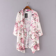 Boho Women Chiffon Blouse Kimono Cardigan Floral Print Chiffon Loose Shawl Outwear Tops Cover up Blouse Blusas Feminino IMY66