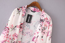 Boho Women Chiffon Blouse Kimono Cardigan Floral Print Chiffon Loose Shawl Outwear Tops Cover up Blouse Blusas Feminino IMY66