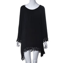 Boho Women Dress Casual Long Sleeve Lace Tassels Loose Beach Mini Dress Black Dress vestidos Plus Size IMY66