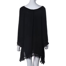 Boho Women Dress Casual Long Sleeve Lace Tassels Loose Beach Mini Dress Black Dress vestidos Plus Size IMY66