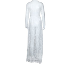 Boho Women Lace Long Dress Boho Sexy See Through Deep V Maxi Evening Party Lace Dress Beach Dresses Cover Dress IMY66