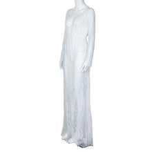 Boho Women Lace Long Dress Boho Sexy See Through Deep V Maxi Evening Party Lace Dress Beach Dresses Cover Dress IMY66