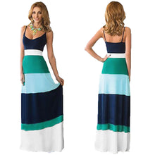 Boho Women Beach Maxi Dress Casual Striped Sexy Straps Sleeveless Long Dress vestidos femininos robe IMY66