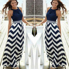 Boho Women Long Dress Sexy Maxi Sleeveless Striped Patchwork Party Beach Dresses vestidos femininos IMY66