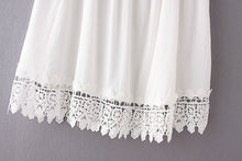 Boho Women White Lace Crochet Splice Dress Sexy Strap V-Neck Party Mini Dress Beach Dresses vestidos IMY66