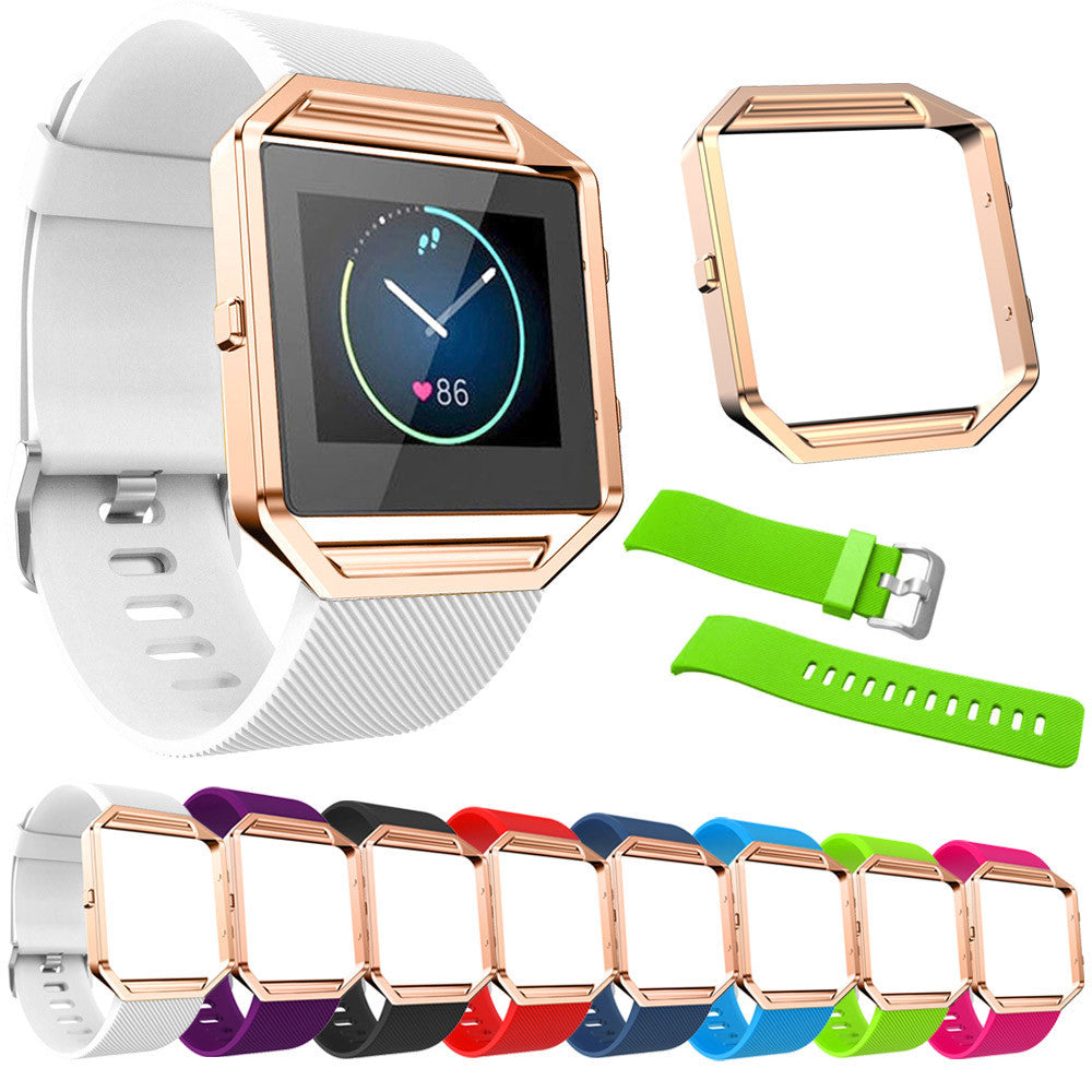 Candy Color Luxury Soft Silicone Watch Band Wrist strap + Metal Frame For Fitbit Blaze Watch Buckle Bracelet IMY66