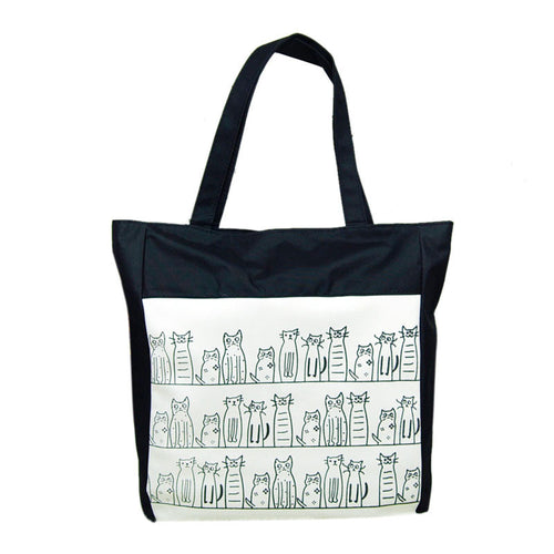 Cartoon Canvas Shoulder Bag For Women Girls Cat Pattern Shoulder Bags Handbag Beach Bag Bolsa feminina IMY66