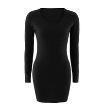 Casual Dress For Women Sexy Solid Long Sleeve Round Neck Slim Party Mini Dress Vestidos Femininos IMY66