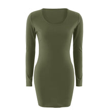 Casual Dress For Women Sexy Solid Long Sleeve Round Neck Slim Party Mini Dress Vestidos Femininos IMY66