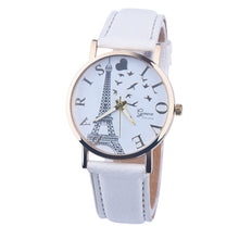 Casual Dress Watches Women PU Leather Band Eiffel Tower Printed Quartz Vogue Wrist Watches montre femme Clock IMY66