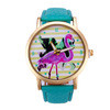 Casual Dress Watches Women Cartoon Ostrich Pattern PU Leather Band Quartz Wristwatches Relogios Femininos Clock IMY66