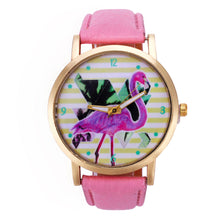 Casual Dress Watches Women Cartoon Ostrich Pattern PU Leather Band Quartz Wristwatches Relogios Femininos Clock IMY66