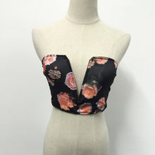 Celebrity Style Womens Sexy Deep V Strapless Floral Print Plunge Bra Bralette Corset Tank Crop Tops Bustier Top Clubwear IMY66