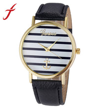 4 Colors PU Leather strap Striped Anchor Watches Women Dress Watches Relogio IMY66