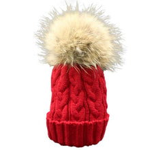 Children Kids Caps For Baby Must Have Popular Beanie Knitted Warm Hat Real Fur Pom Pom IMY66