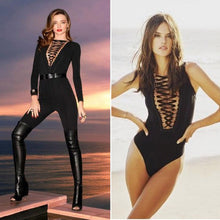 Combinaison femme Women Jumpsuit Ribbed Front Plunge Lace up Tie Leotard Elastic Bodysuit Crop Tops Jumpsuit Overalls IMY66