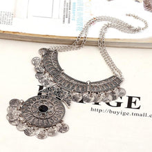 Creative Classic Women Bohemian Festival Jewelry Double Chain Coin Statement Necklace IMY66