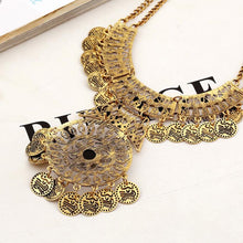Creative Classic Women Bohemian Festival Jewelry Double Chain Coin Statement Necklace IMY66