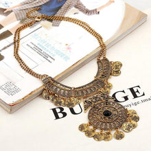 Creative Classic Women Bohemian Festival Jewelry Double Chain Coin Statement Necklace IMY66
