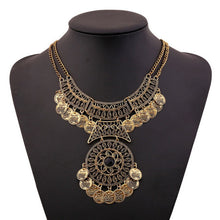 Creative Classic Women Bohemian Festival Jewelry Double Chain Coin Statement Necklace IMY66