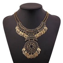 Creative Classic Women Bohemian Festival Jewelry Double Chain Coin Statement Necklace IMY66