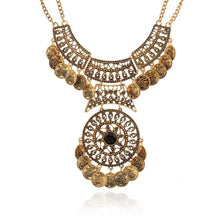 Creative Classic Women Bohemian Festival Jewelry Double Chain Coin Statement Necklace IMY66