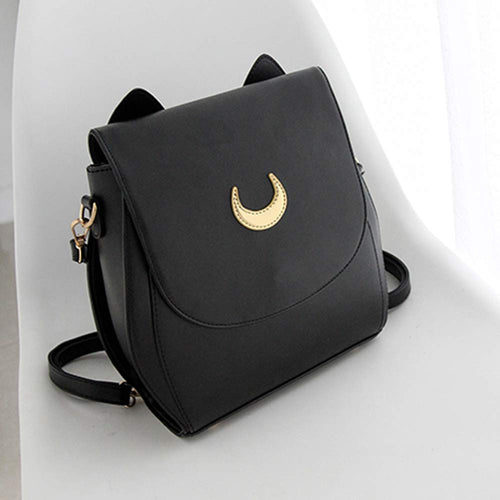 Cute Black White Japanese Anime Cosplay Sailor Moon Bag Harajuku Women Crossbody Bag PU Black White Messenger Bag IMY66