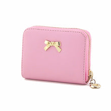 Cute Candy Solid Color Women PU Leather Bowknot Zipper Short Long Purse Wearable Wallet Handbag ID Card Holder Bag IMY66