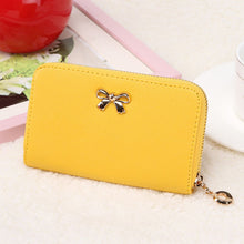 Cute Candy Solid Color Women PU Leather Bowknot Zipper Short Long Purse Wearable Wallet Handbag ID Card Holder Bag IMY66