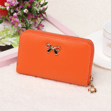 Cute Candy Solid Color Women PU Leather Bowknot Zipper Short Long Purse Wearable Wallet Handbag ID Card Holder Bag IMY66
