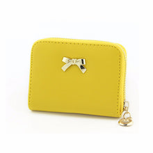 Cute Candy Solid Color Women PU Leather Bowknot Zipper Short Long Purse Wearable Wallet Handbag ID Card Holder Bag IMY66