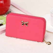 Cute Candy Solid Color Women PU Leather Bowknot Zipper Short Long Purse Wearable Wallet Handbag ID Card Holder Bag IMY66