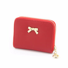 Cute Candy Solid Color Women PU Leather Bowknot Zipper Short Long Purse Wearable Wallet Handbag ID Card Holder Bag IMY66