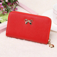 Cute Candy Solid Color Women PU Leather Bowknot Zipper Short Long Purse Wearable Wallet Handbag ID Card Holder Bag IMY66