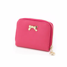 Cute Candy Solid Color Women PU Leather Bowknot Zipper Short Long Purse Wearable Wallet Handbag ID Card Holder Bag IMY66
