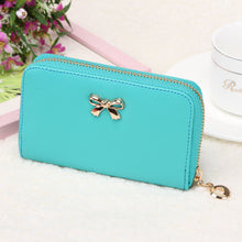 Cute Candy Solid Color Women PU Leather Bowknot Zipper Short Long Purse Wearable Wallet Handbag ID Card Holder Bag IMY66