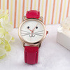 Cute! Lovely Cartoon Cats Face Watch Men Gold Neutral Diamond Faux PU Leather Strap Cartoon Quartz Watch For Women IMY66