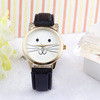 Cute! Lovely Cartoon Cats Face Watch Men Gold Neutral Diamond Faux PU Leather Strap Cartoon Quartz Watch For Women IMY66