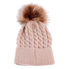 Cuteborn Baby Kids Girls Boys Warm Hats Knitted Wool Hemming Hats Beanies Accessories Fur Pom Pom Cap IMY66