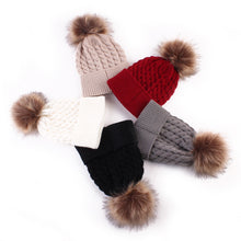 Cuteborn Baby Kids Girls Boys Warm Hats Knitted Wool Hemming Hats Beanies Accessories Fur Pom Pom Cap IMY66