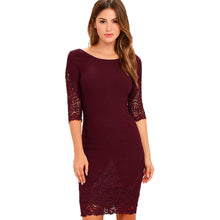 Elegant Women Dress Sexy Backless Lace Splice Half Sleeve Party Short Mini Dress vestidos de festa Black&Red IMY66