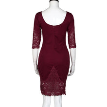 Elegant Women Dress Sexy Backless Lace Splice Half Sleeve Party Short Mini Dress vestidos de festa Black&Red IMY66