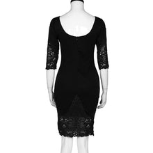 Elegant Women Dress Sexy Backless Lace Splice Half Sleeve Party Short Mini Dress vestidos de festa Black&Red IMY66