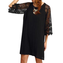 Elegant Women Lace Dress Casual O Neck Short Sleeve Hollow Out A Line Loose Short Mini Dress vestidos de festa IMY66