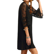 Elegant Women Lace Dress Casual O Neck Short Sleeve Hollow Out A Line Loose Short Mini Dress vestidos de festa IMY66