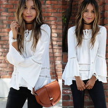 Elegant Women Long Sleeve Blouse Boho Loose Casual Hippie Lace Hollow Blouses Shirts Tops Blusas feminina IMY66