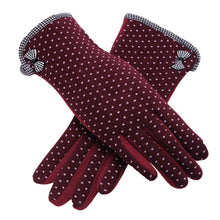 Elegant Womens Touch Screen Gloves Dot Print Bow-knot Warm Gloves Mittens Cashmere Guantes para hombres IMY66